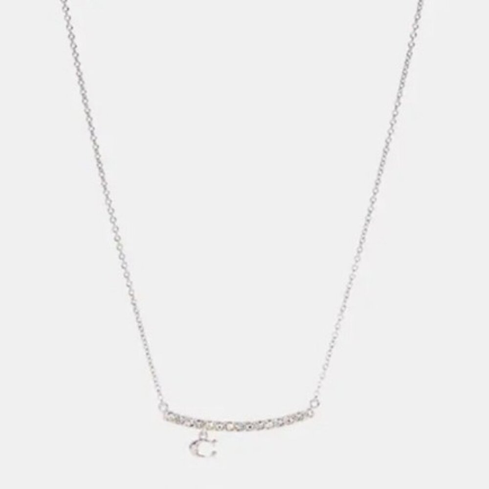 Coach Signature Pave Bar Necklace NWT